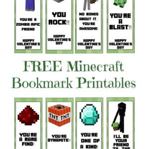 Minecraft Valentine Bookmark Printable