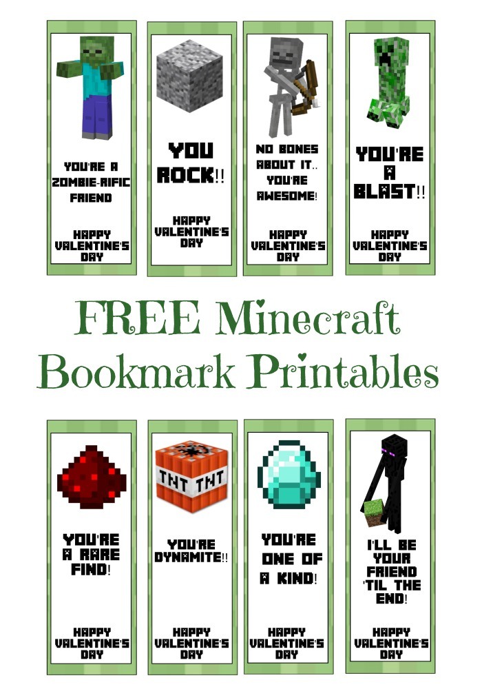 Minecraft Valentine Bookmark Printable As They Grow Up