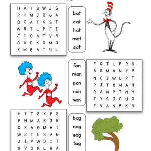 Dr. Seuss CVC Word Search